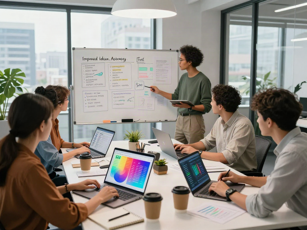 SEO experts collaborating on strategies for instant indexing in a modern workspace.