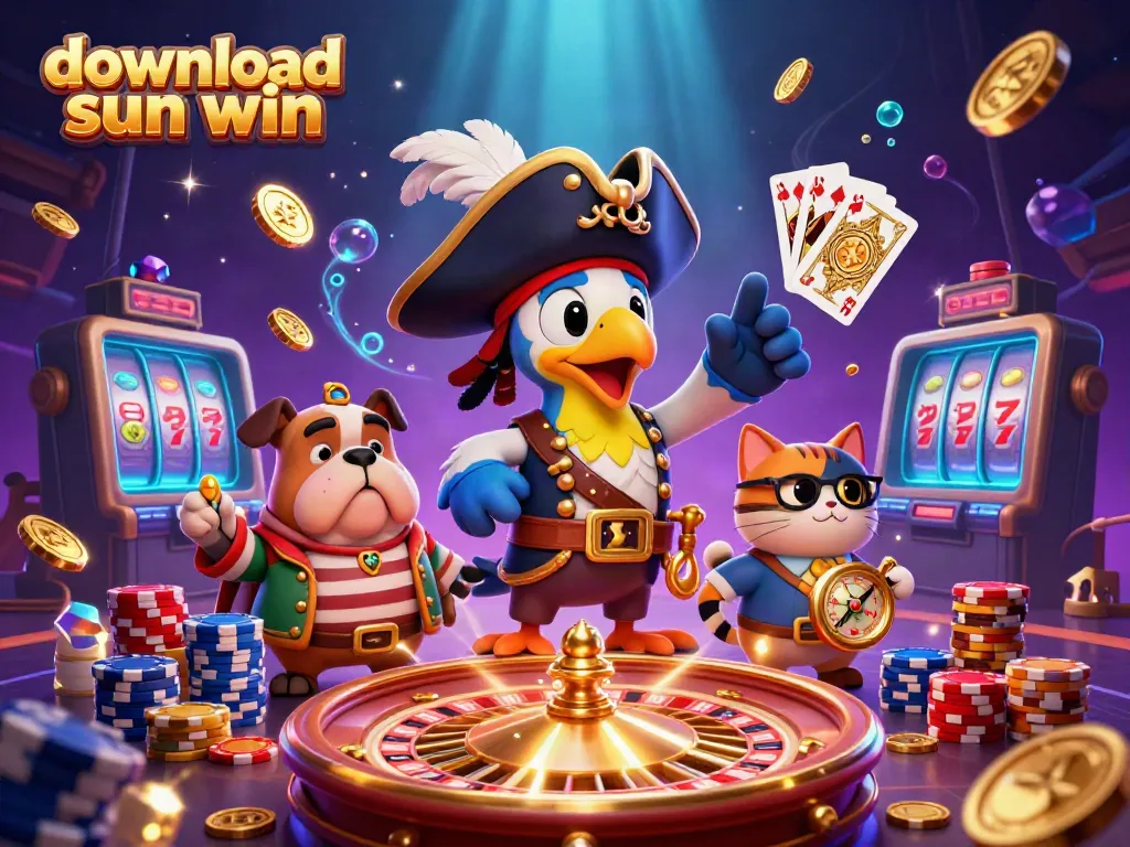 Experience excitement with a thrilling depiction of characters celebrating at a casino while you download sun win today!