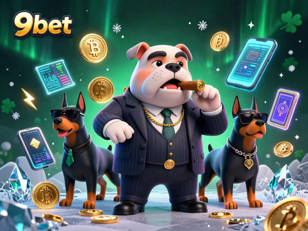 Win big with 9bet in a vibrant casino scene featuring a mafia bulldog!