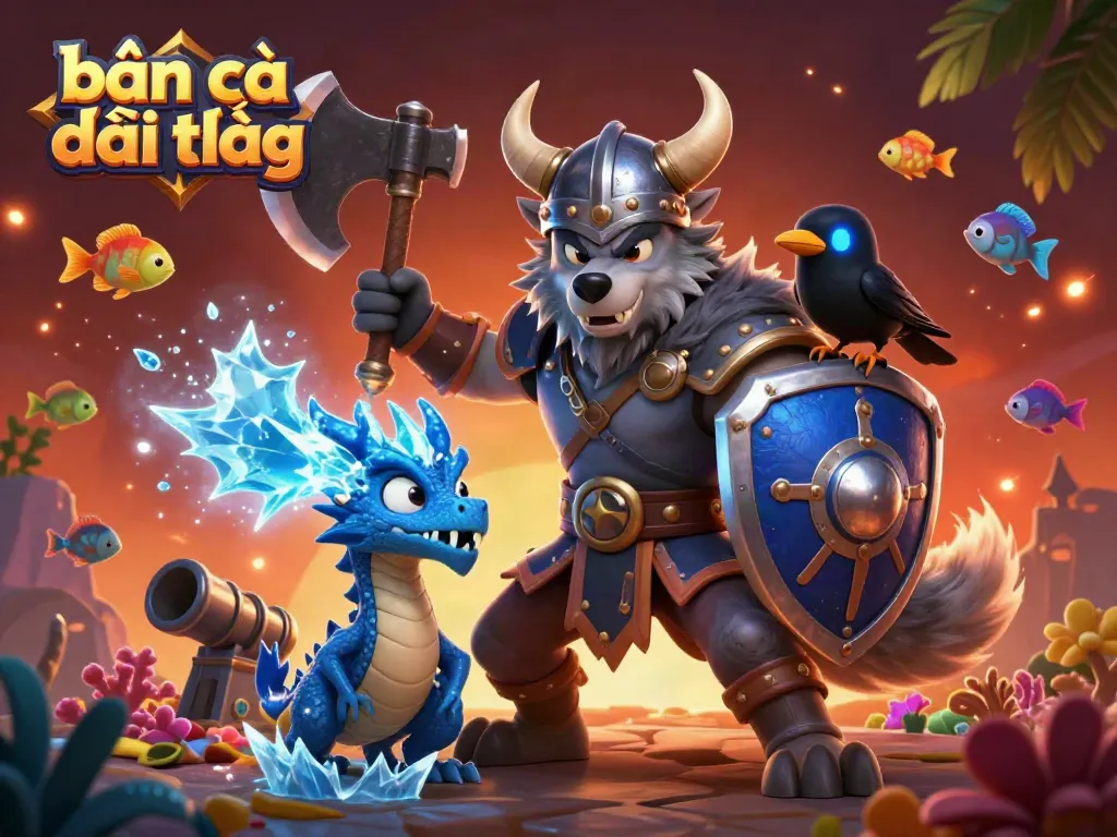 Experience thrilling bắn cá đổi thưởng action with playful characters in a vibrant underwater scene.