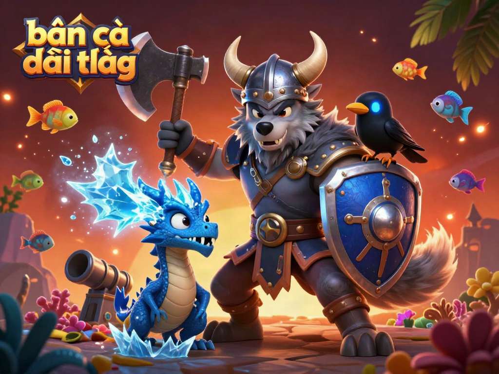 Experience thrilling bắn cá đổi thưởng action with playful characters in a vibrant underwater scene.