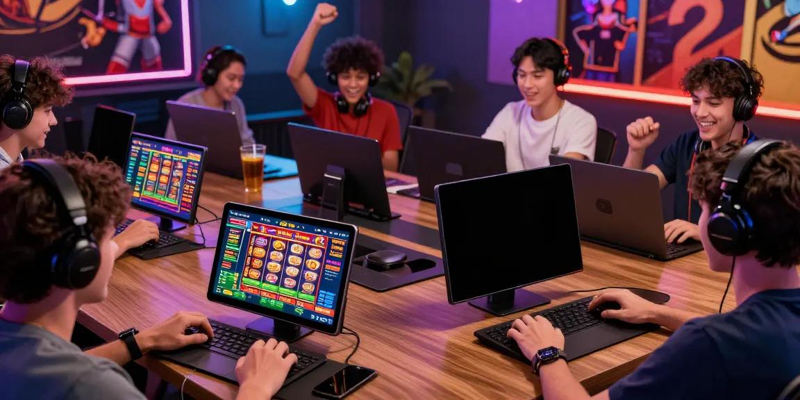 Exciting gaming experience on http://gem88-mobile.com with players using devices in vibrant atmosphere.