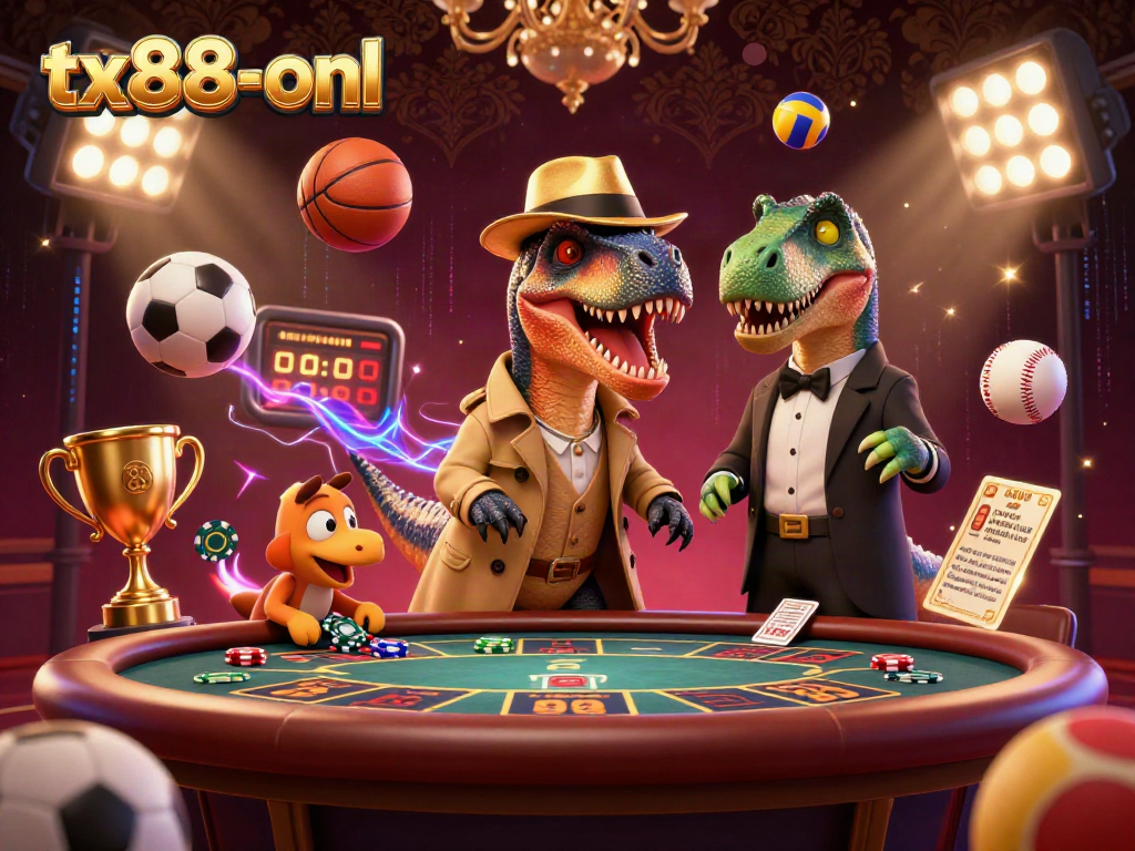 Experience dynamic gambling at tx88-onl with colorful characters and lively sports betting elements.