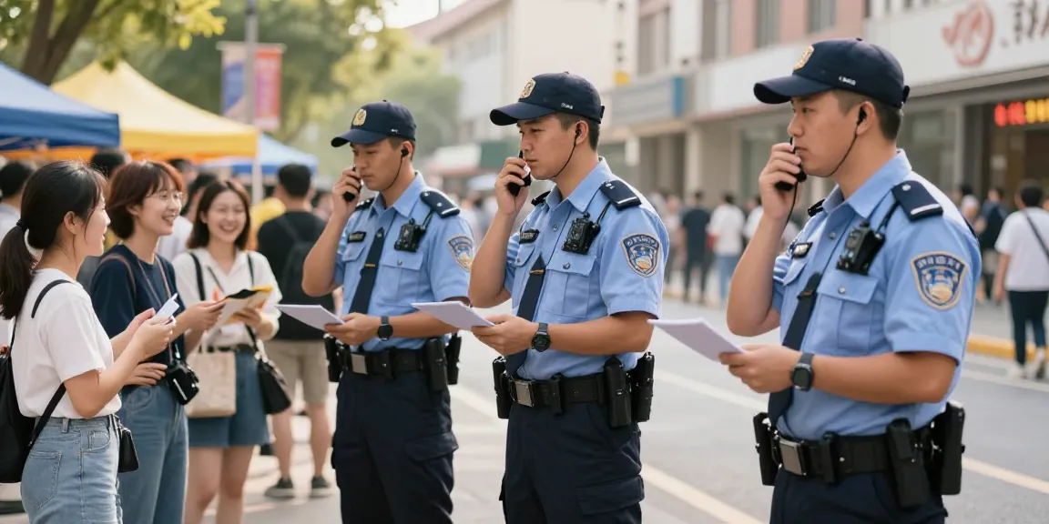Security Services ensuring safety at a community event with professional guards.