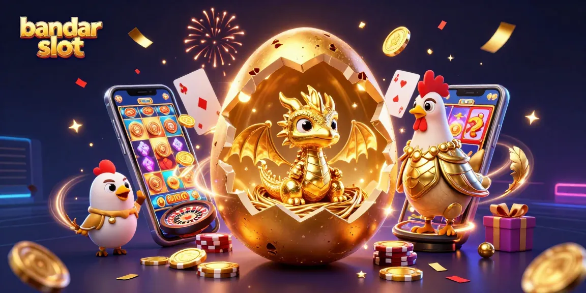 Experience the thrills of bandar slot with a golden dragon emerging from a nest of poker chips.