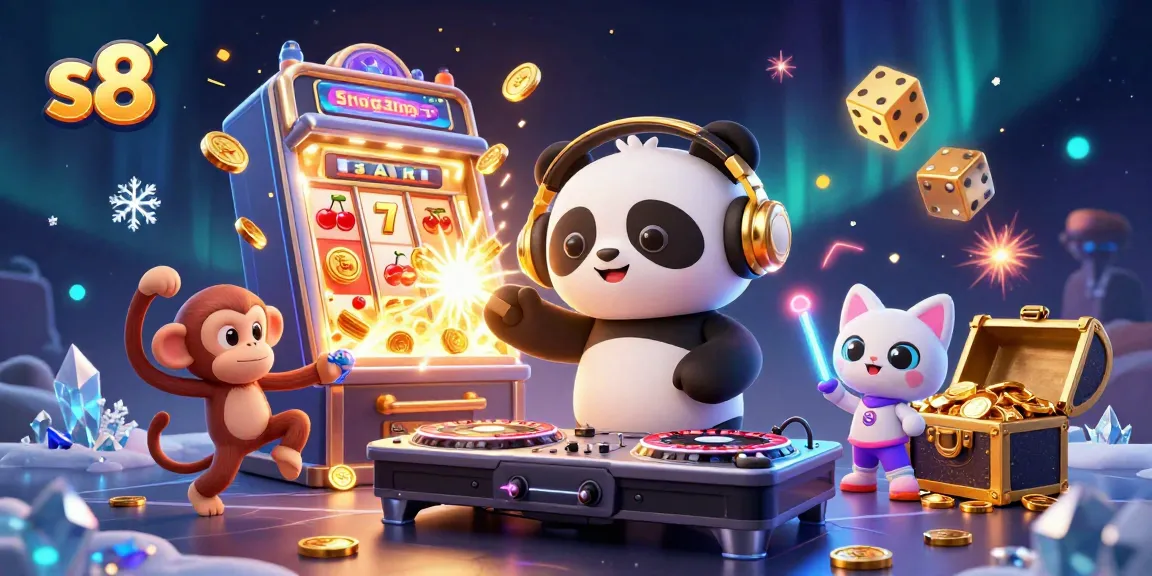 Experience the excitement of s8 with vibrant casino action and dynamic characters in this colorful illustration.