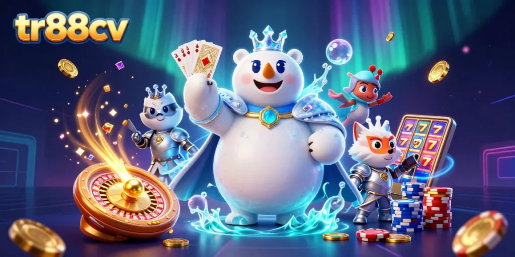 Experience the excitement of tr88cv as golden coins and gems fly amidst alluring game elements and characters.