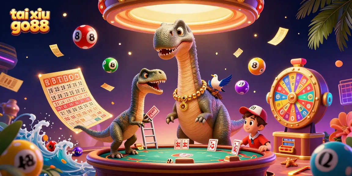 Engaging scene of tai xiu go88 showcasing vibrant lottery balls and colorful casino elements.