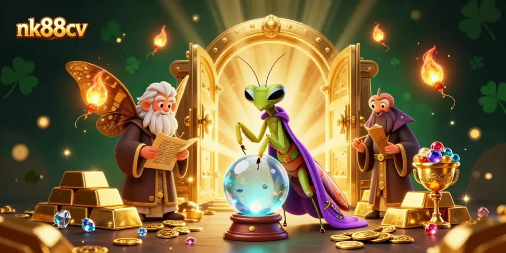 Experience luck and excitement with nk88cv as the fortune teller reads in a vibrant casino atmosphere.